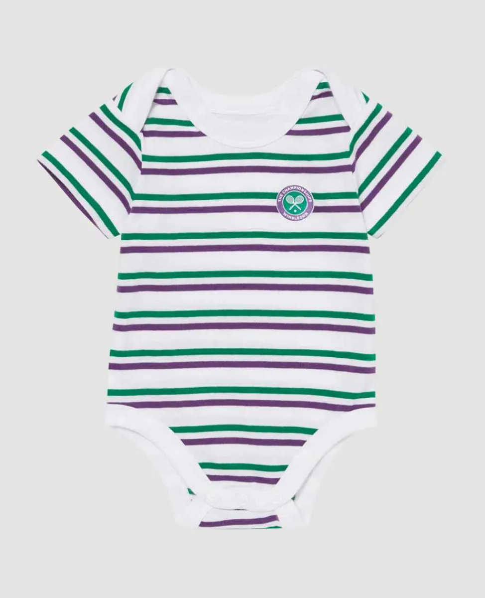Wimbledon Baby*Babygrow - Green & Purple Stripes