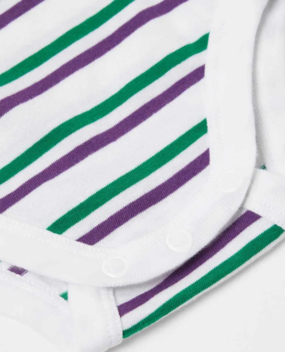 Wimbledon Baby*Babygrow - Green & Purple Stripes