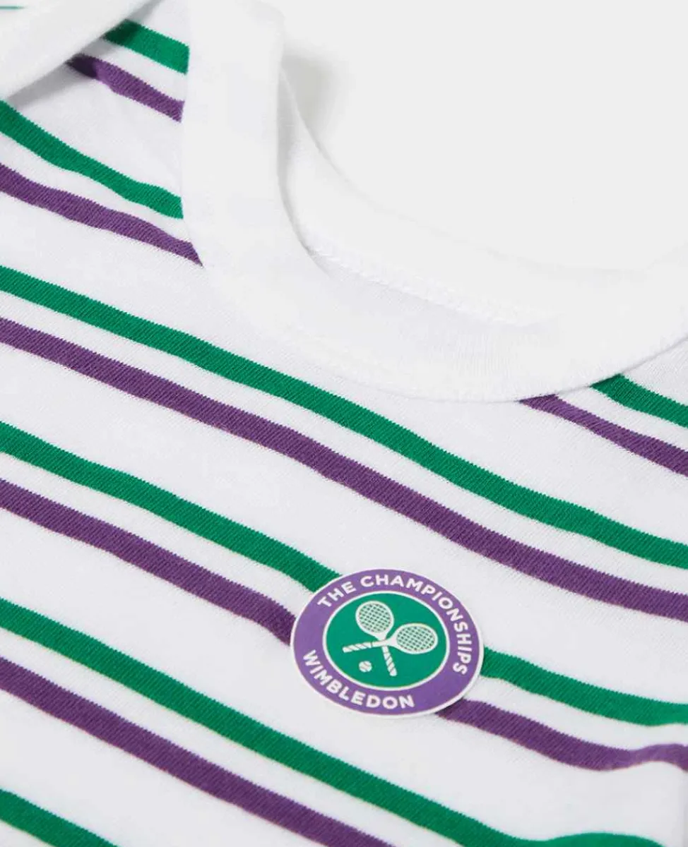 Wimbledon Baby*Babygrow - Green & Purple Stripes