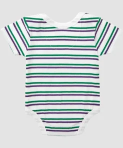 Wimbledon Baby*Babygrow - Green And Purple Stripes