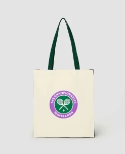 Wimbledon Shoppers*Championships Logo Shopper Tote - Natural With Green Gussets