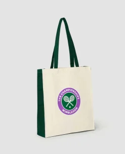 Wimbledon Shoppers*Championships Logo Shopper Tote - Natural With Green Gussets