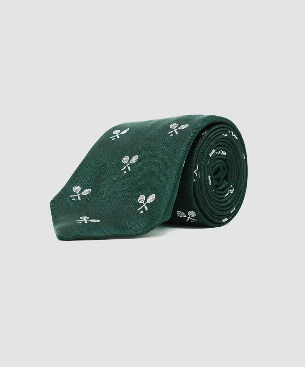 Wimbledon Ties*Cross Racket Tie - Green