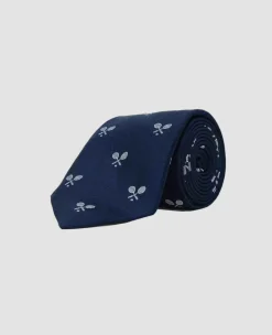 Wimbledon Ties*Cross Racket Tie - Navy