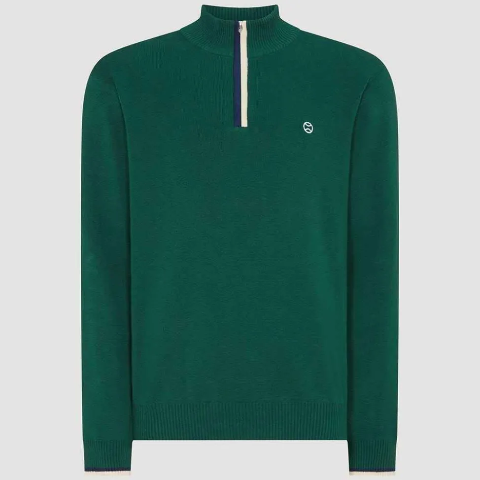 Wimbledon Sweatshirts*Mens 1/4 Zip Knit - Green