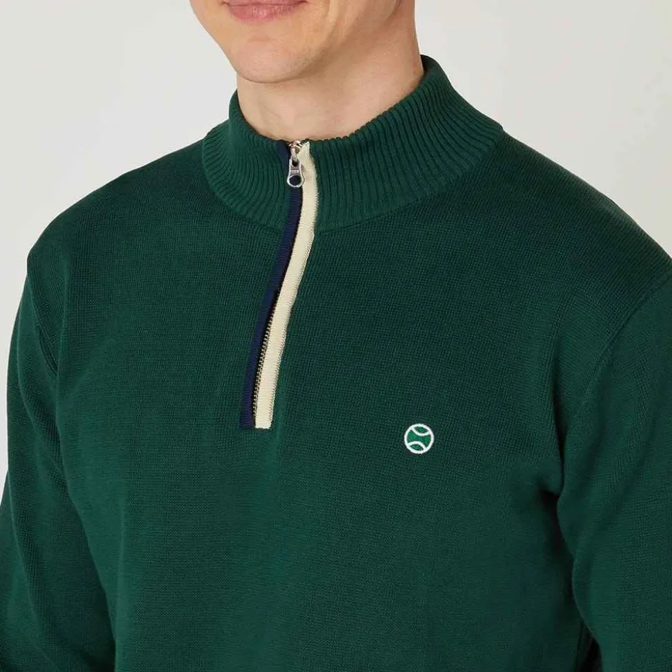 Wimbledon Sweatshirts*Mens 1/4 Zip Knit - Green