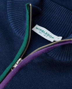 Wimbledon Sweatshirts*Mens 1/4 Zip Knit - Navy