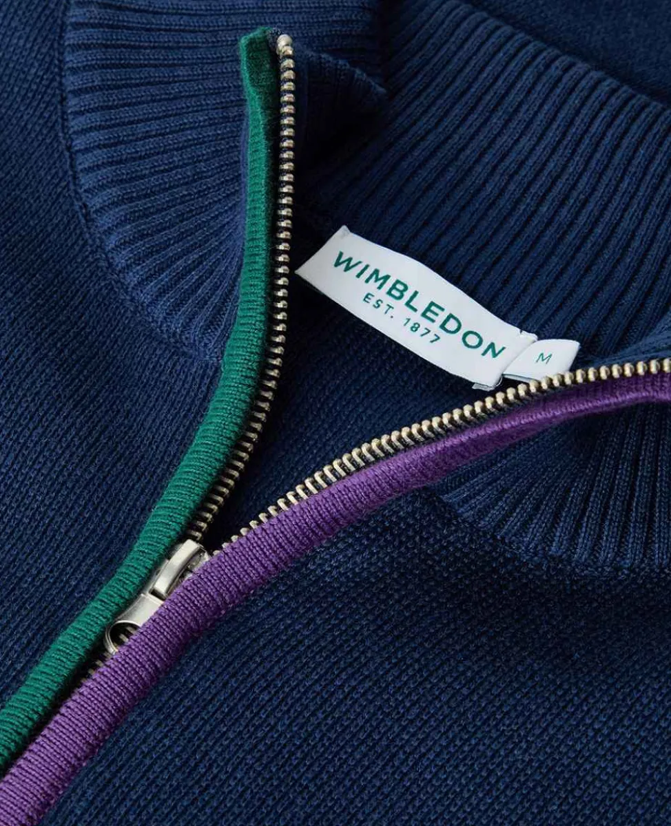 Wimbledon Sweatshirts*Mens 1/4 Zip Knit - Navy