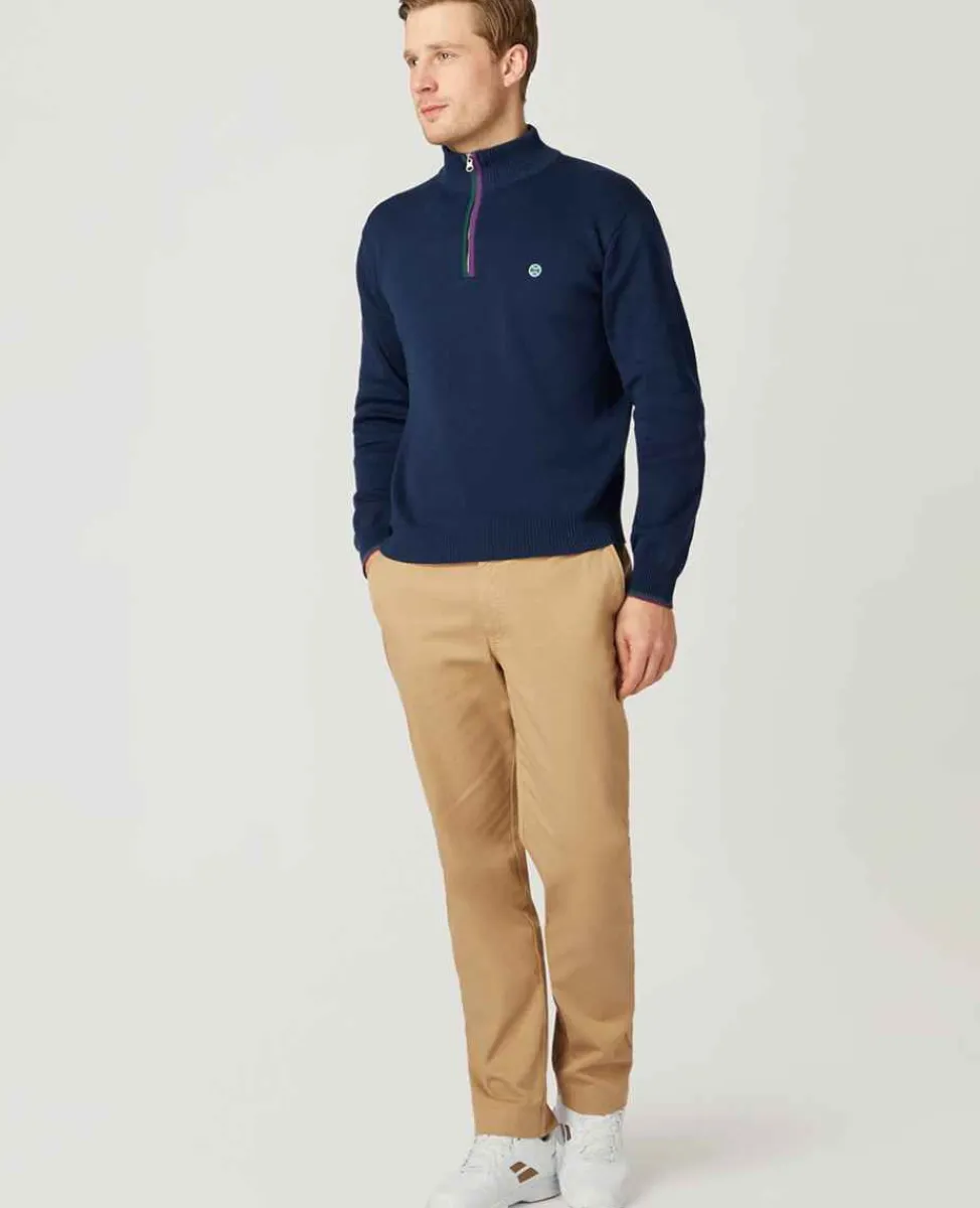 Wimbledon Sweatshirts*Mens 1/4 Zip Knit - Navy