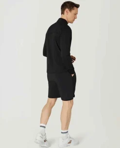 Wimbledon Sport*Mens 1/4 Zip Longsleeve Top - Black