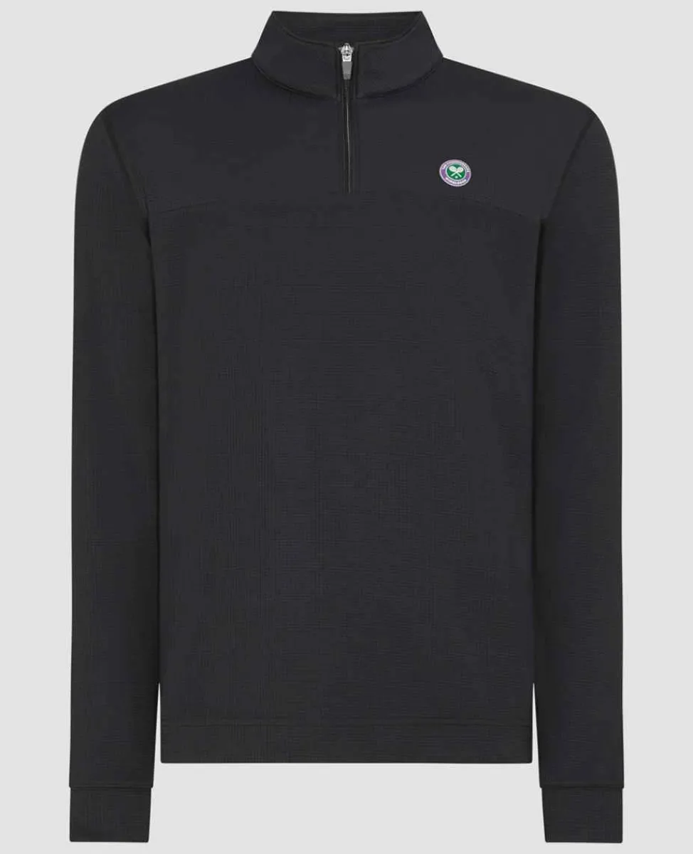 Wimbledon Sport*Mens 1/4 Zip Longsleeve Top - Black