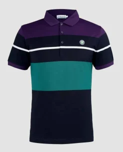 Wimbledon Polo Shirts*Men's Block Stripe Polo - Midnight