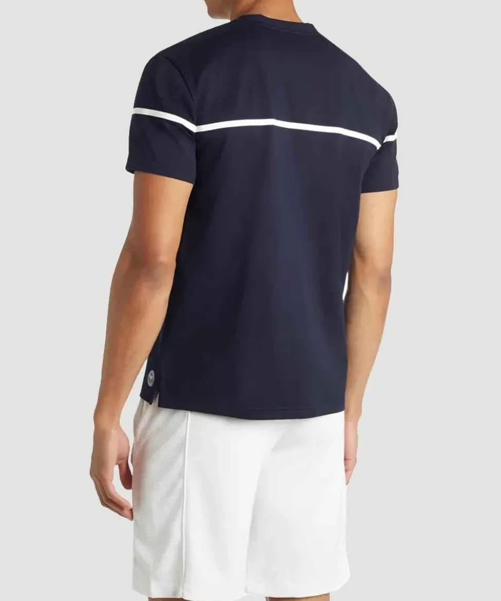Wimbledon Tops & T-Shirts*Men's Chest Stripe 'W' Print T-Shirt - Midnight