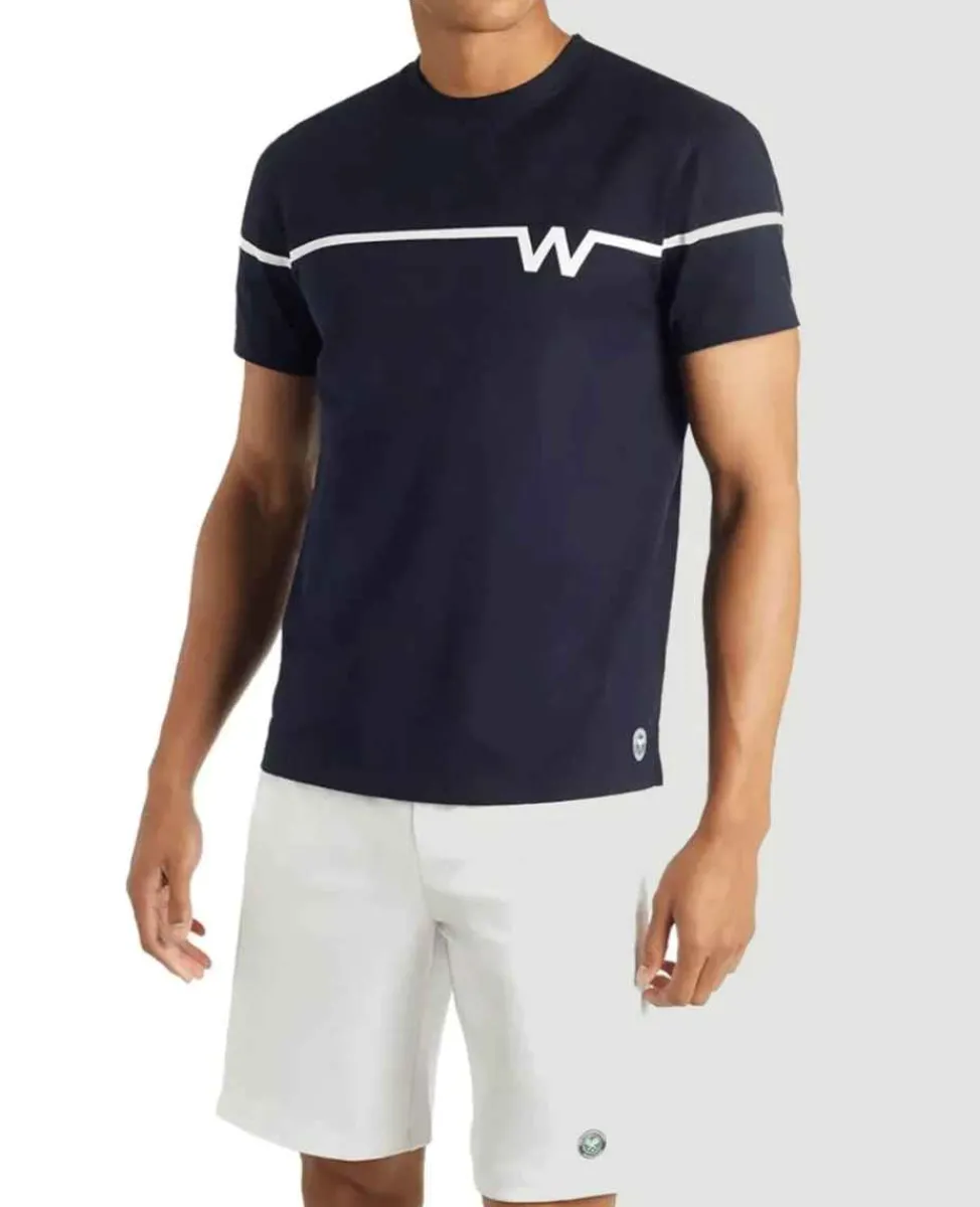 Wimbledon Tops & T-Shirts*Men's Chest Stripe 'W' Print T-Shirt - Midnight