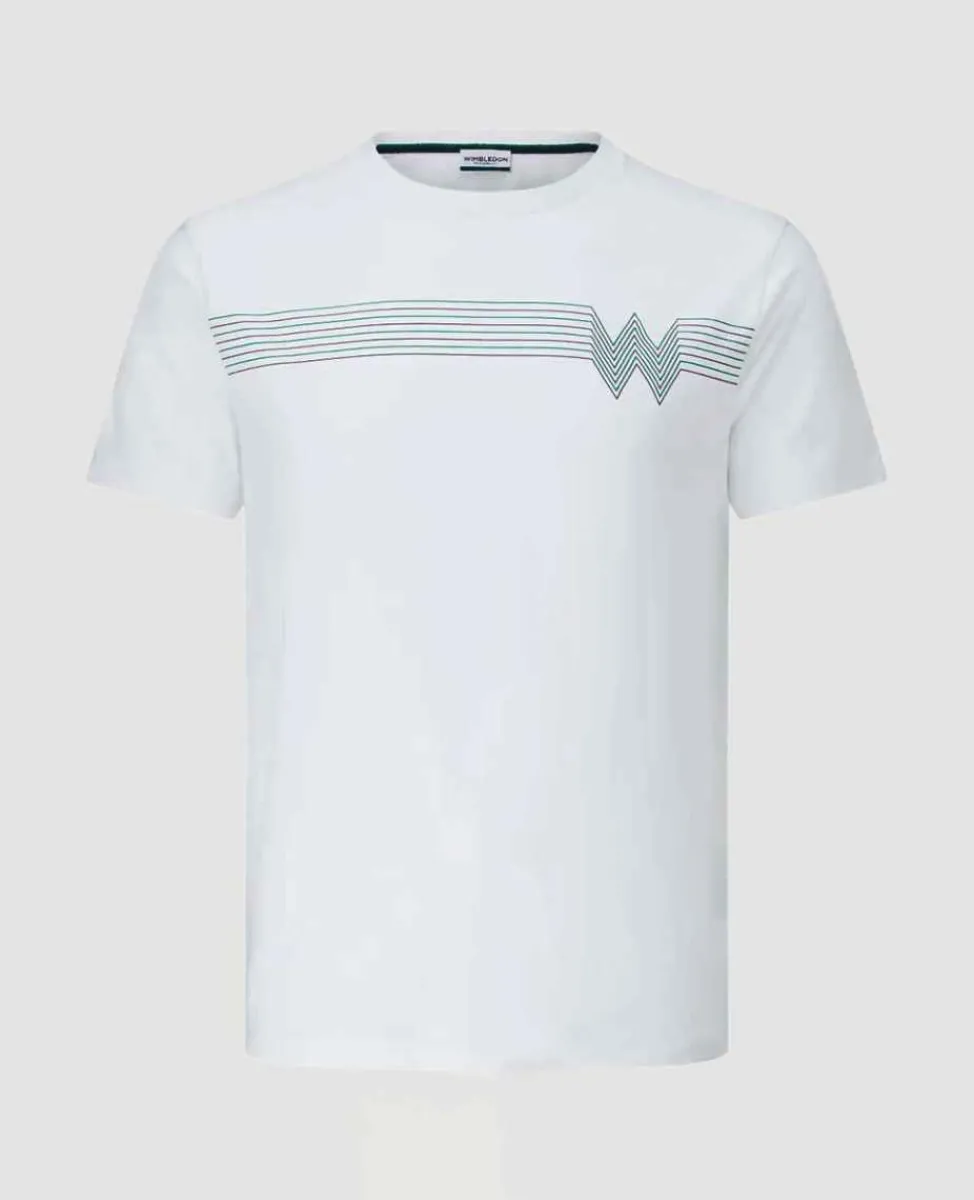 Wimbledon Tops & T-Shirts*Men's Classic Chest Stripe 'W' T-Shirt - White