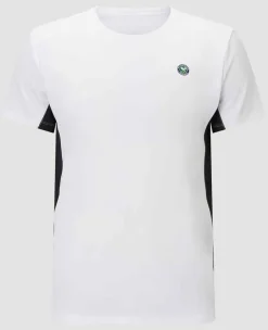 Wimbledon Sport*Men's Contrast Panels Performance Top - White With Navy Panels