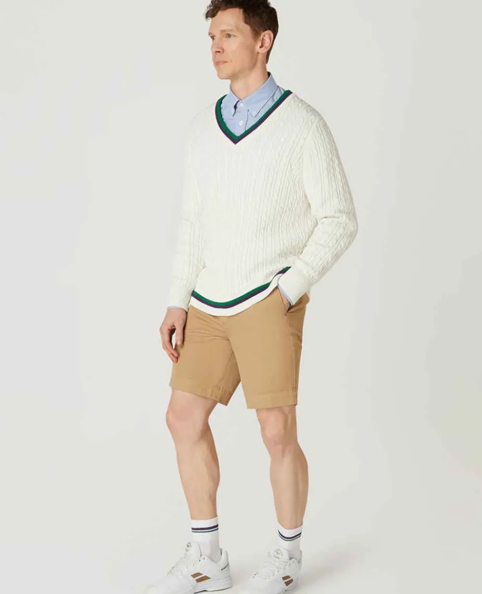 Wimbledon Sweatshirts*Mens Core Long Sleeve Cable Knit - White