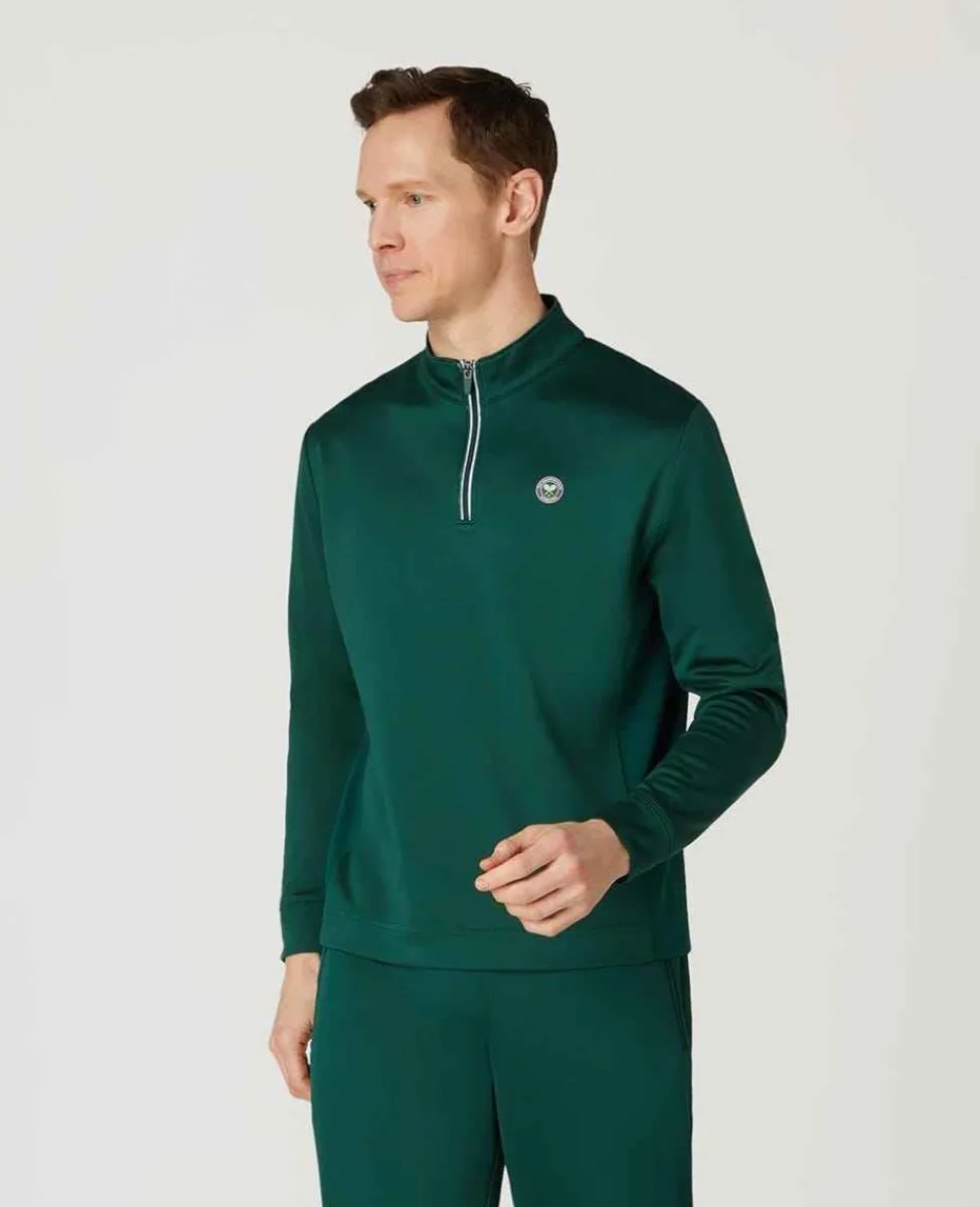 Wimbledon Sport*Mens Core Performance 1/4 Zip Training Top - Green