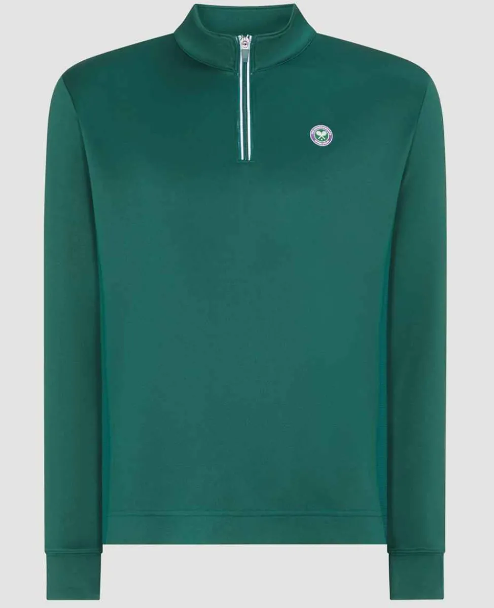 Wimbledon Sport*Mens Core Performance 1/4 Zip Training Top - Green