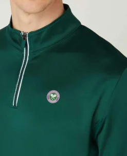 Wimbledon Sport*Mens Core Performance 1/4 Zip Training Top - Green