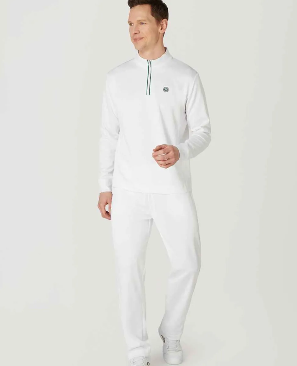 Wimbledon Sport*Mens Core Performance 1/4 Zip Training Top - White