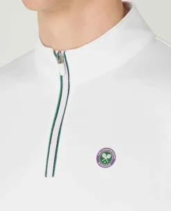 Wimbledon Sport*Mens Core Performance 1/4 Zip Training Top - White