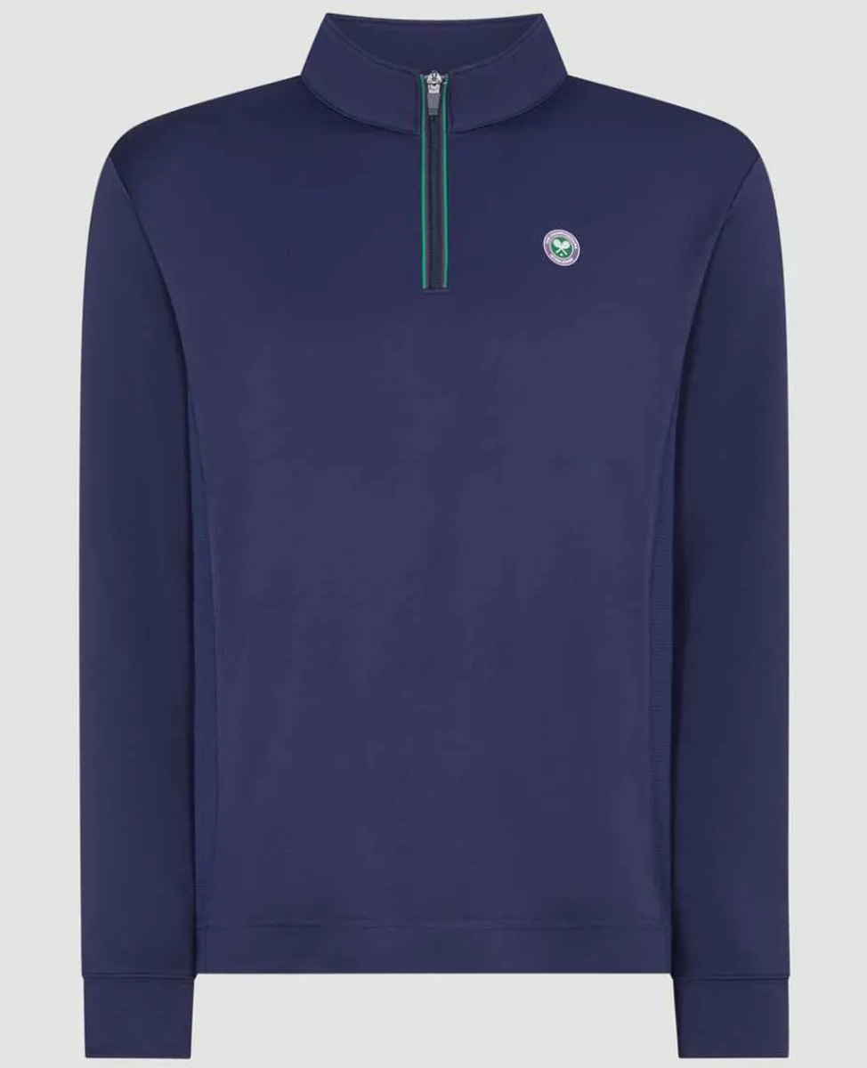 Wimbledon Sport*Mens Core Performance 1/4 Zip Training Top - Navy