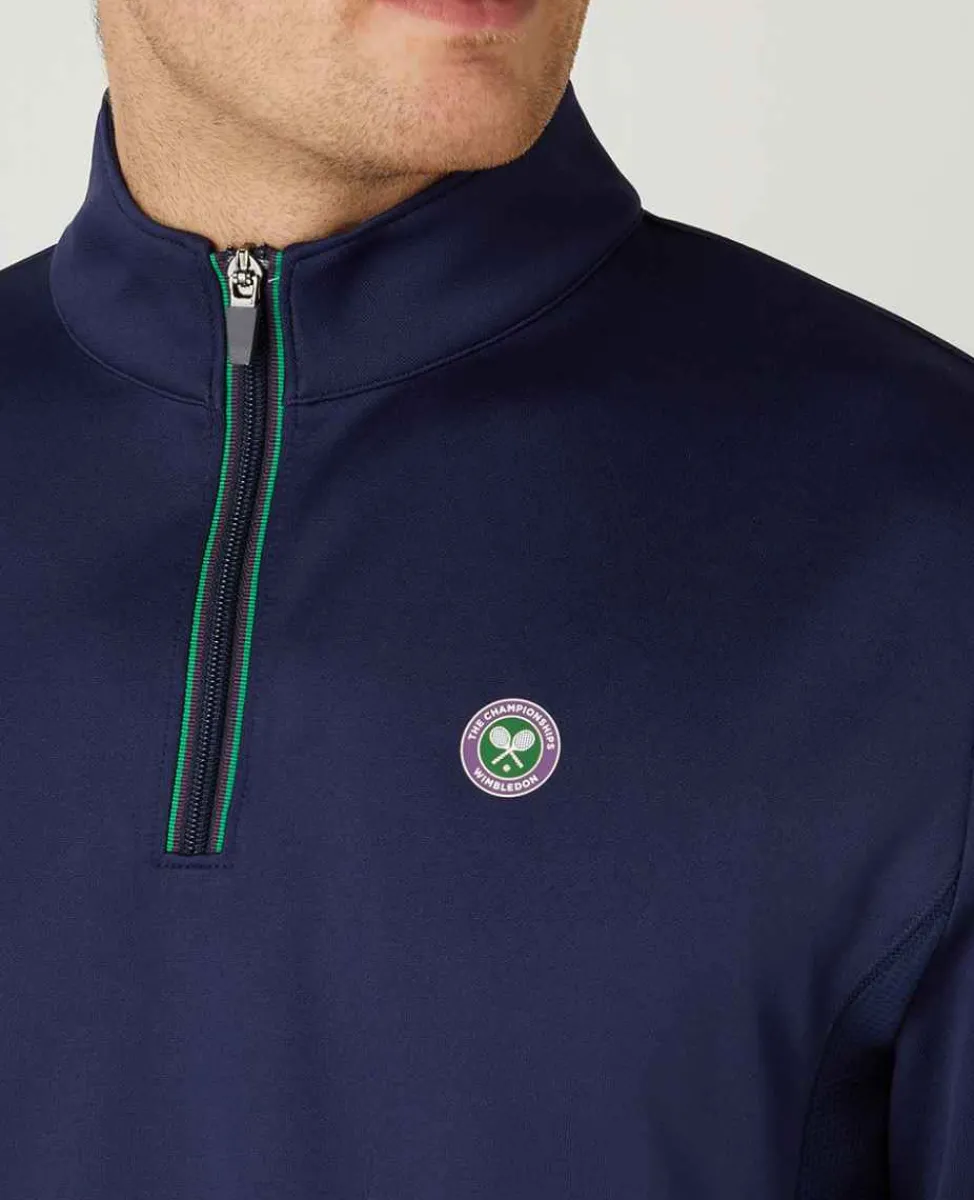 Wimbledon Sport*Mens Core Performance 1/4 Zip Training Top - Navy