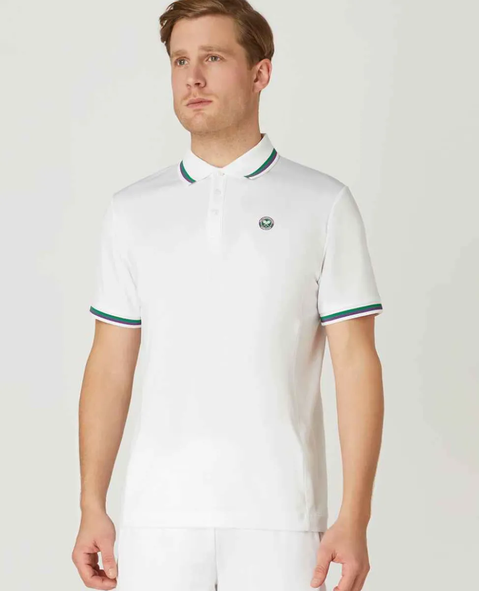 Wimbledon Sport*Mens Core Performance Polo - White