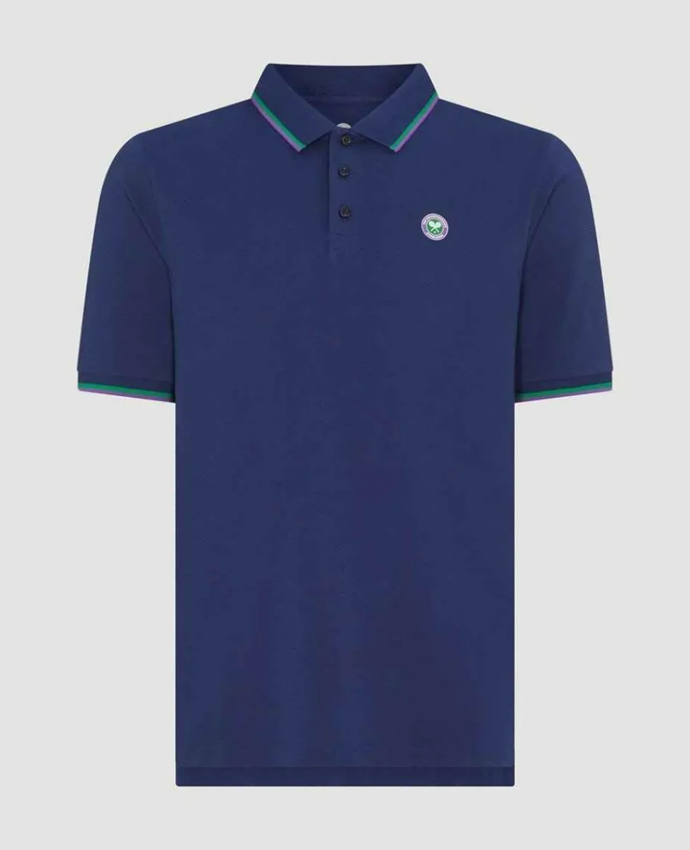 Wimbledon Polo Shirts*Mens Core Pique Polo - Navy