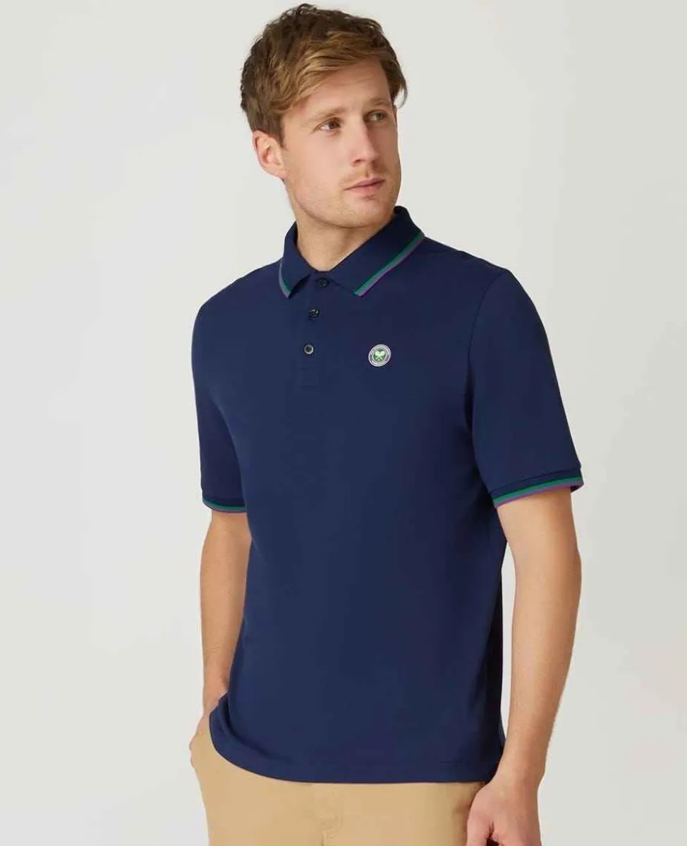 Wimbledon Polo Shirts*Mens Core Pique Polo - Navy