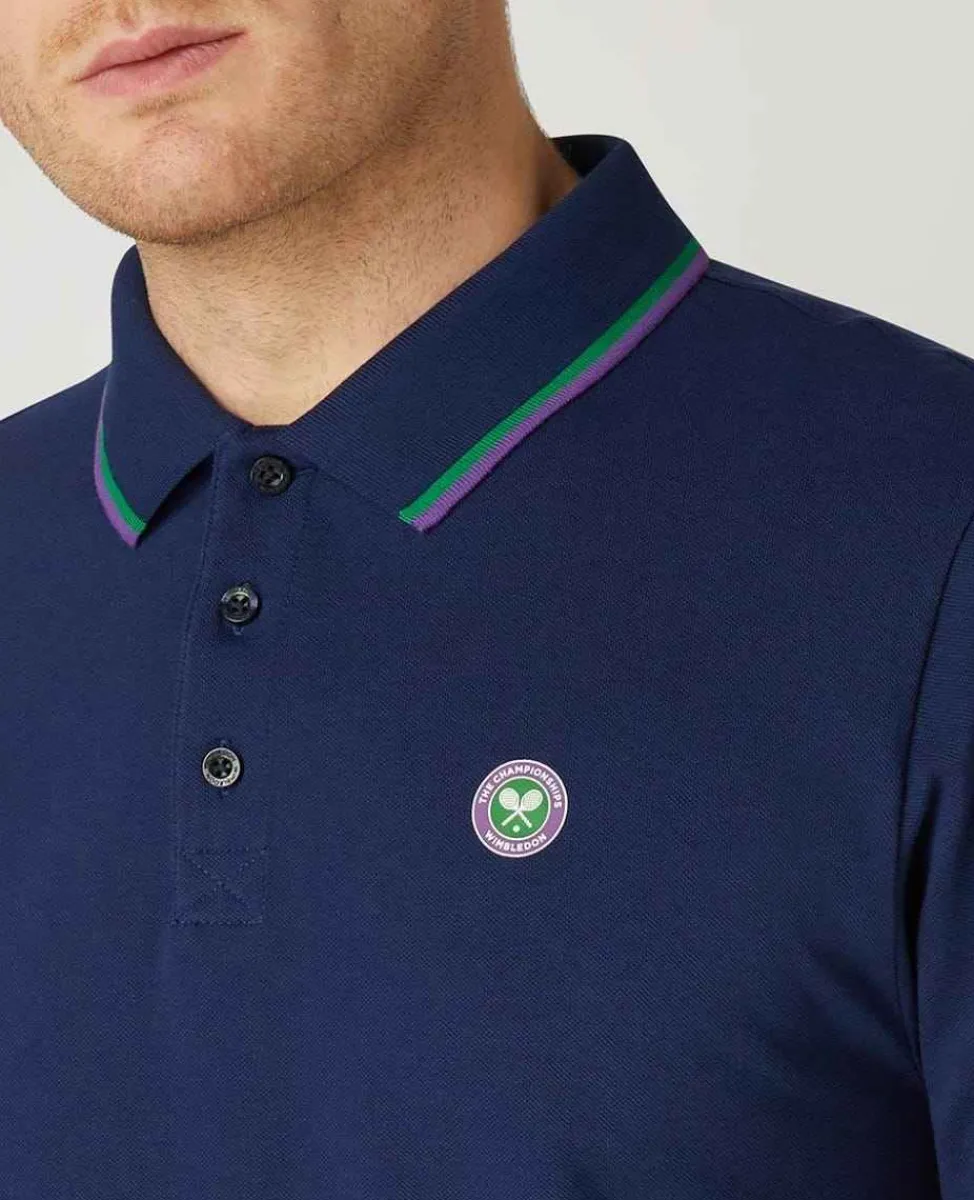 Wimbledon Polo Shirts*Mens Core Pique Polo - Navy