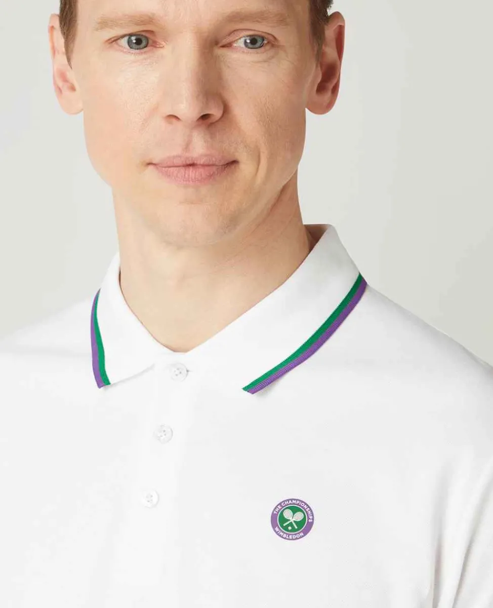 Wimbledon Polo Shirts*Mens Core Pique Polo - White