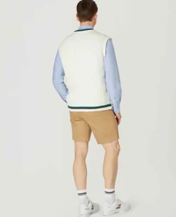 Wimbledon Sweatshirts*Mens Core Sleeveless Cable Knit - White