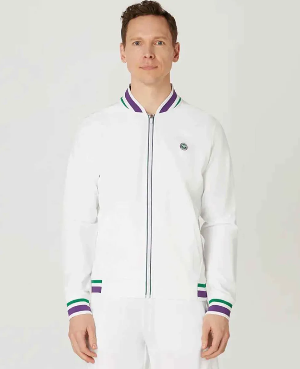 Wimbledon Sport*Mens Full Zip Jacket - White