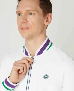 Wimbledon Sport*Mens Full Zip Jacket - White