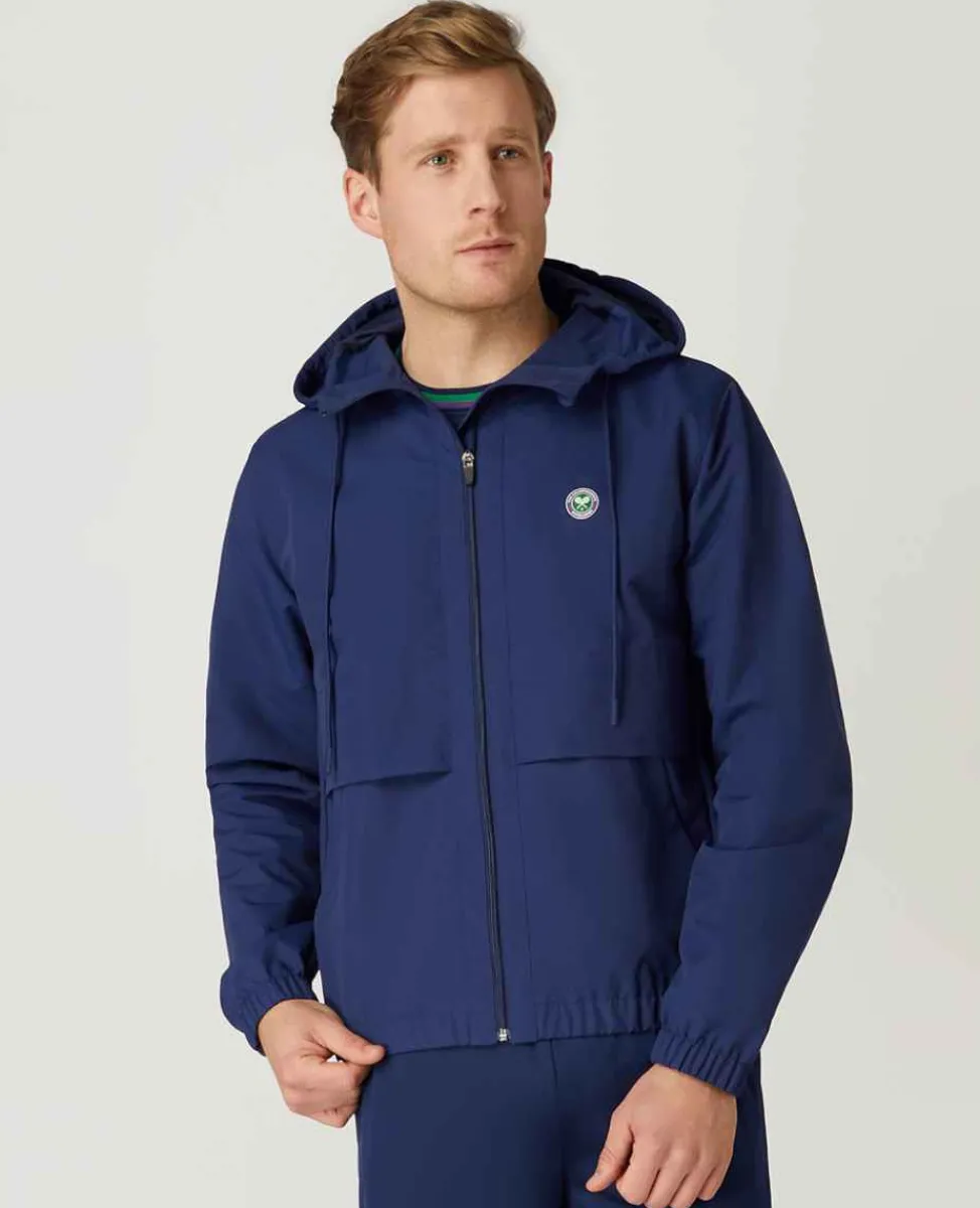 Wimbledon Sport*Mens Hooded Water Resistant Jacket - Navy