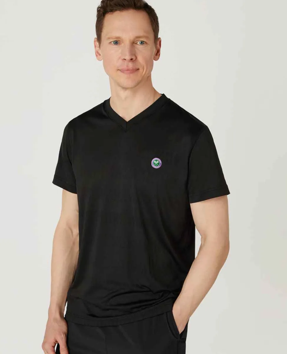 Wimbledon Sport*Mens Light Performance T-Shirt - Black