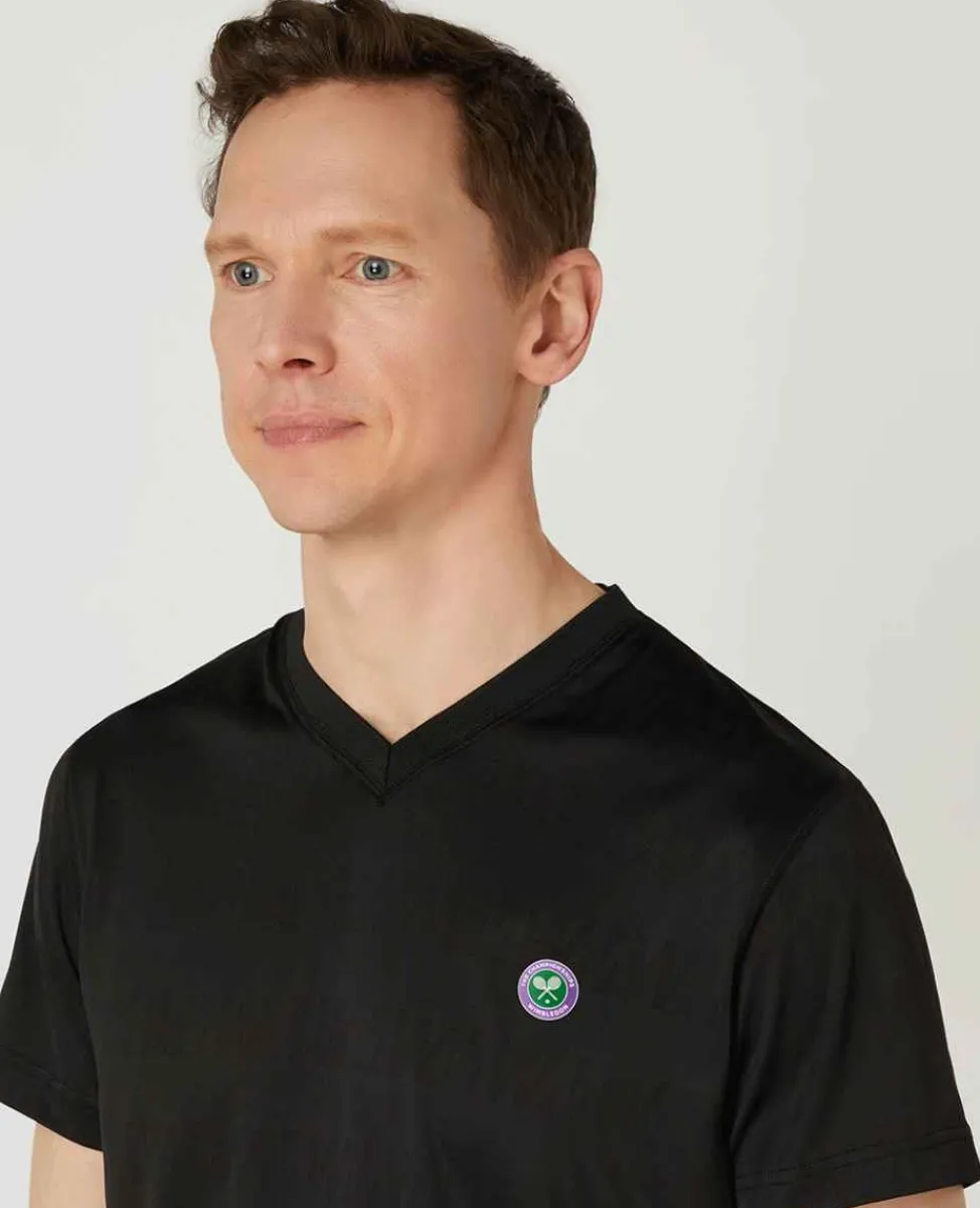 Wimbledon Sport*Mens Light Performance T-Shirt - Black
