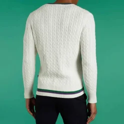 Wimbledon Sweatshirts*Men's Long Sleeve Cable Knit - White