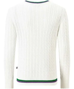 Wimbledon Sweatshirts*Men's Long Sleeve Cable Knit - White