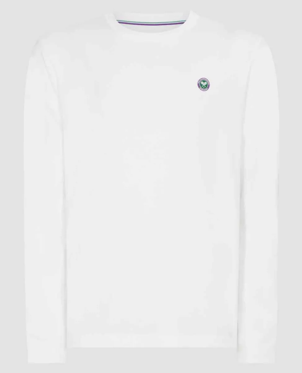 Wimbledon Sport*Mens Long Sleeve Performance T-Shirt - White