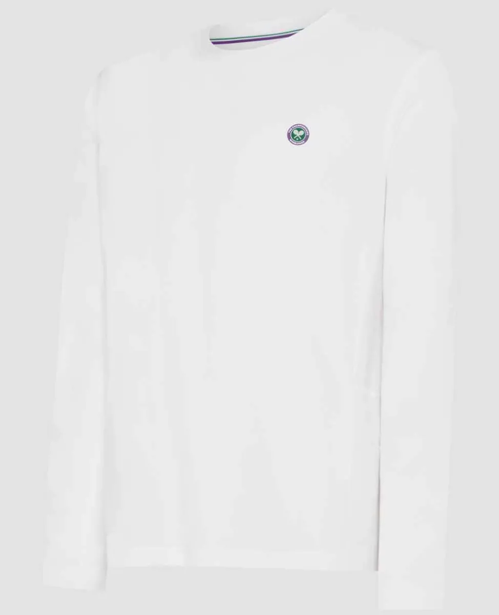 Wimbledon Sport*Mens Long Sleeve Performance T-Shirt - White