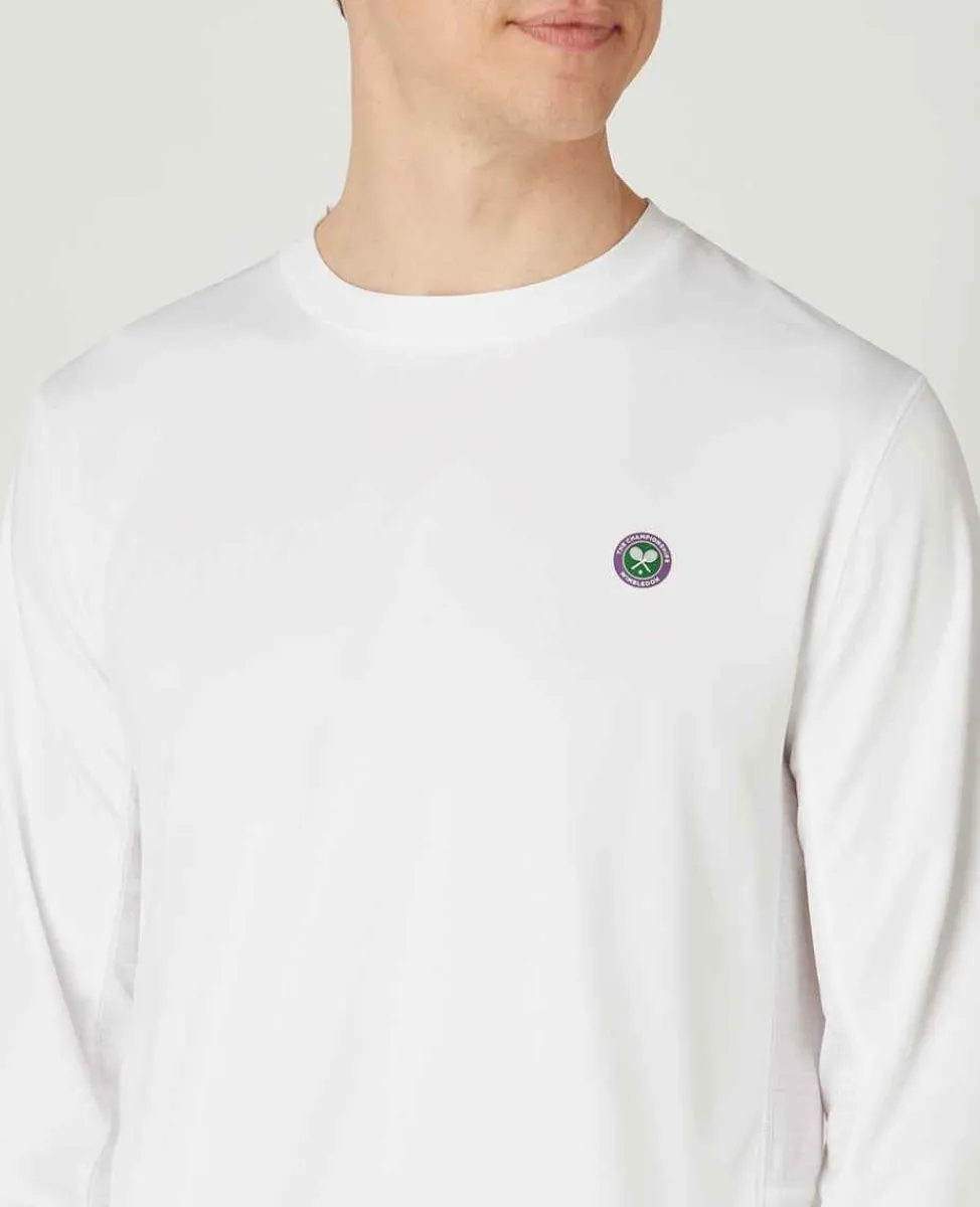 Wimbledon Sport*Mens Long Sleeve Performance T-Shirt - White