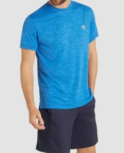 Wimbledon Sport*Men's Performance Marl Crew Neck T-Shirt - Blue
