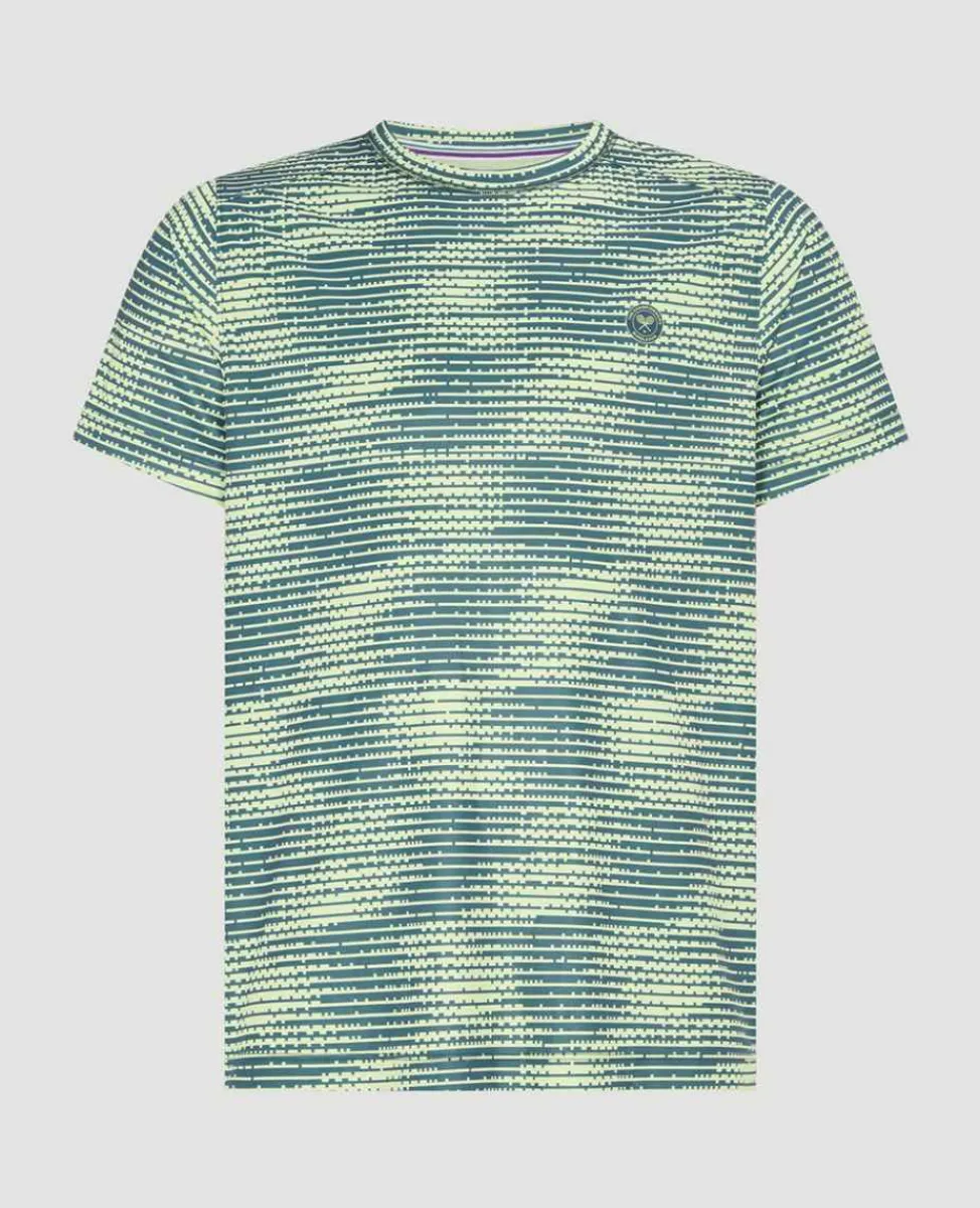 Wimbledon Sport*Mens Performance T-Shirt - Steel & Lime