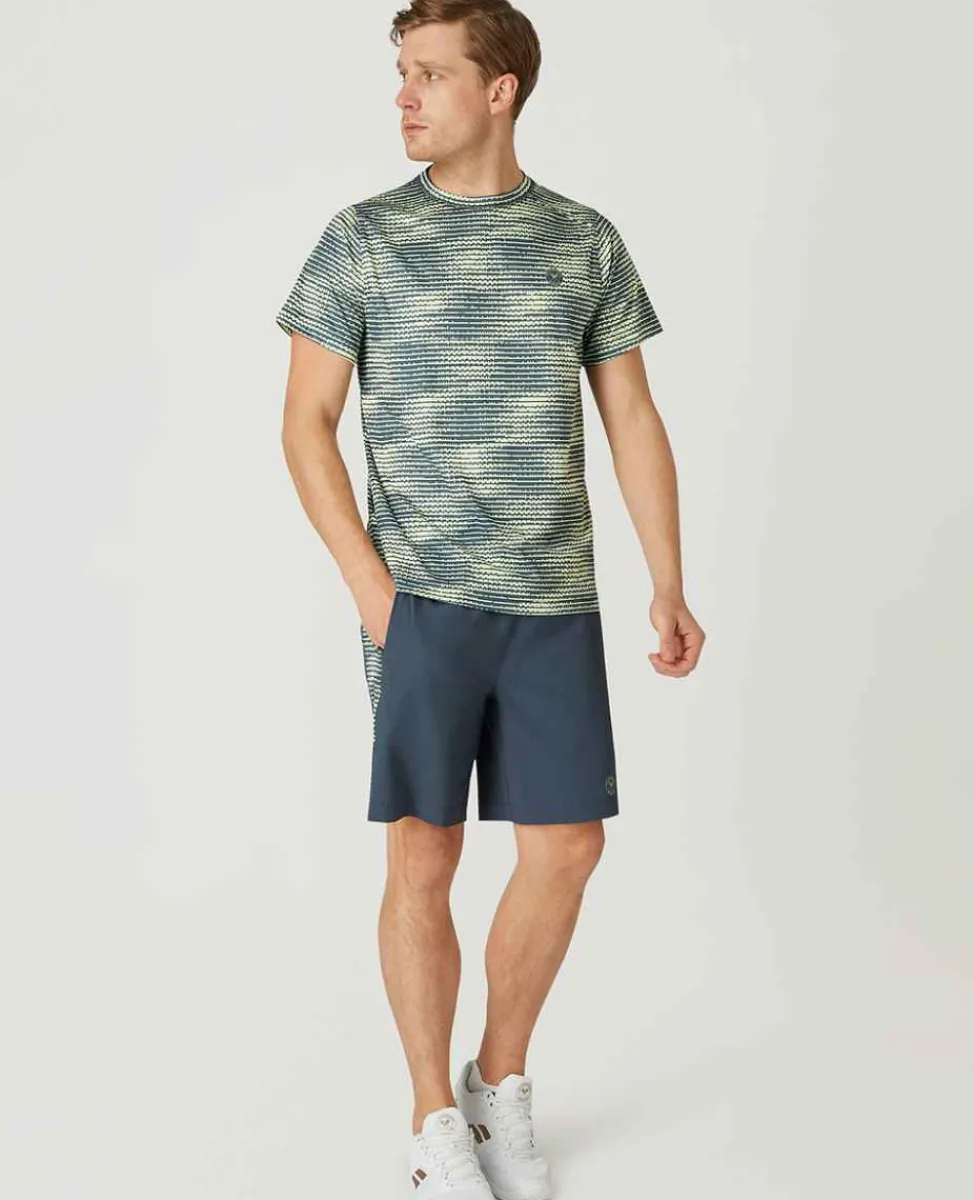 Wimbledon Sport*Mens Performance T-Shirt - Steel & Lime