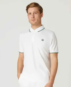 Wimbledon Sport*Mens Square Performance Polo - White
