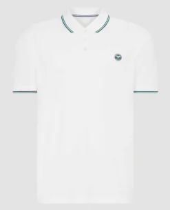 Wimbledon Sport*Mens Square Performance Polo - White