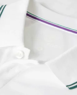 Wimbledon Sport*Mens Square Performance Polo - White